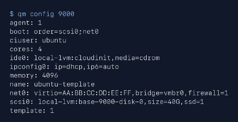 Configuración saneada de una plantilla real con cloud-init en Proxmox