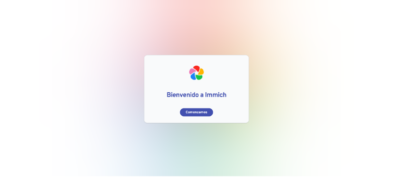 Pantalla de bienvenida de Immich