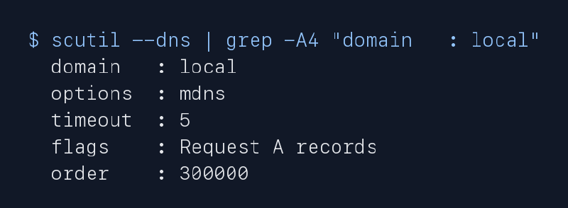 Resolver mDNS activo para el dominio local en macOS